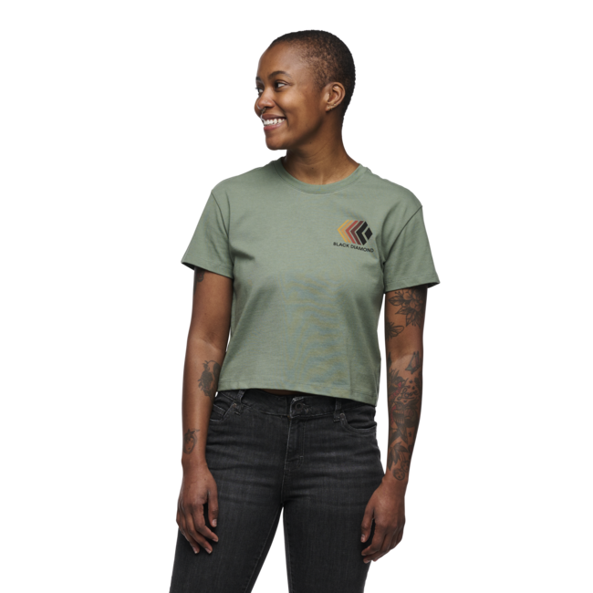 Black Diamond Women's Faded Crop T-Shirt, Laurel Green