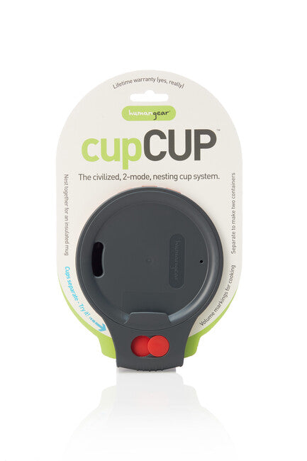 Humangear CupCUP 2-in-1 Camping Cup with Integrated Extra Cup and Lid, Charcoal-Red