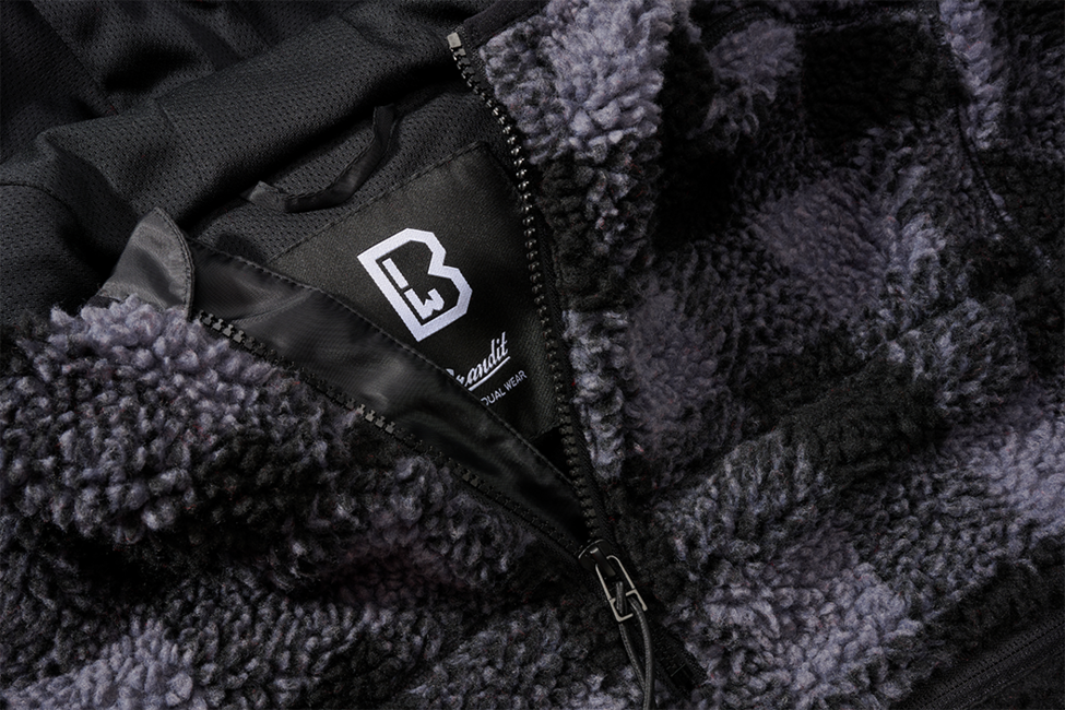 Brandit Teddyfleece Worker Fleece Pullover, Black/Grey