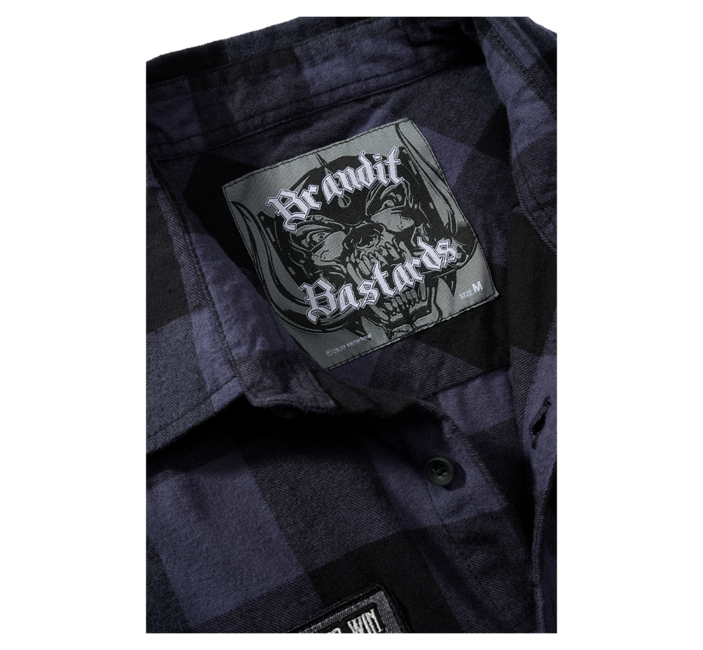 Brandit Motörhead Check Long Sleeve Shirt, Black-Grey
