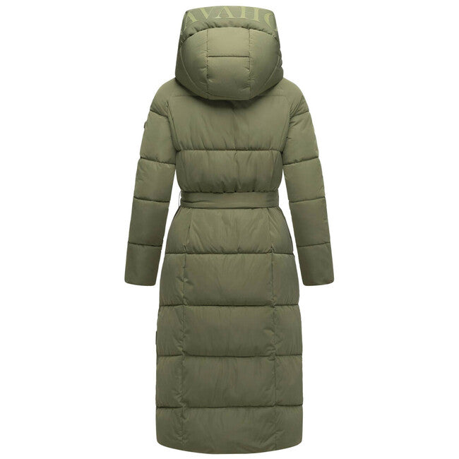 Navahoo Women's Long Winter Jacket EISBLICK, Olive Leaf