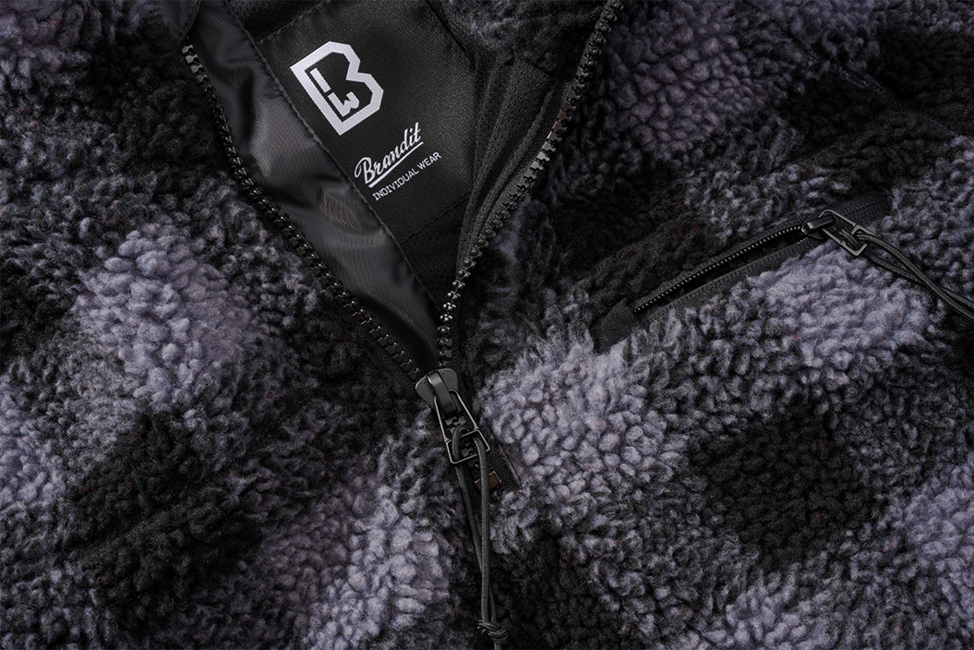 Brandit Teddyfleece Troyer Fleece Jacket, Black/Grey