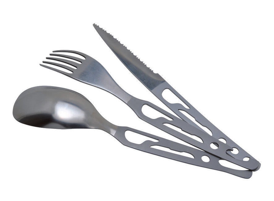 Baladeo ECO112 Basecamp Travel Cutlery Set Stainless Steel, Black Neoprene Case