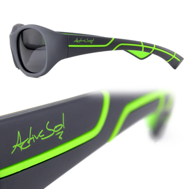 ActiveSol Kids @school sports Children's Polarized Sunglasses, Grey/Green