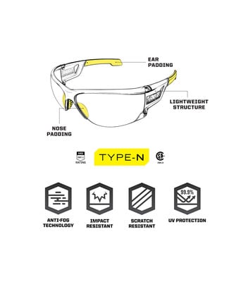 Mechanix Tactical Glasses Type N Clear Frame, Clear Lens