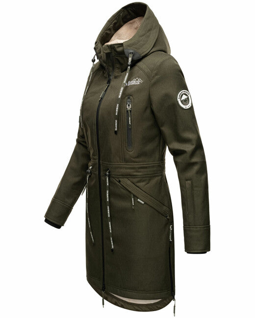 Marikoo Racquelle Women's Softshell Jacket with Hood, Olive