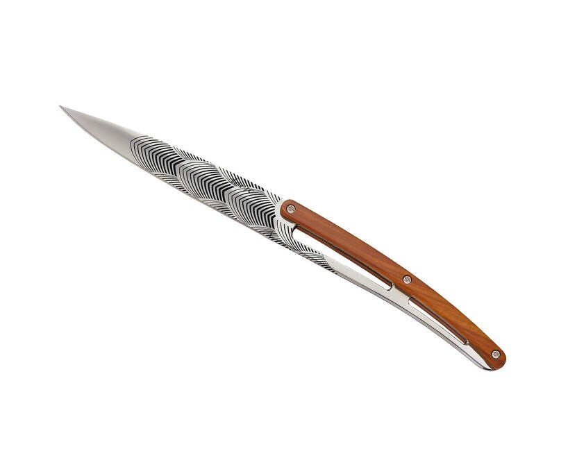Deejo Tattoo 6-Piece Steak Knives Set, Polished Finish, Coralwood, Art Deco Design