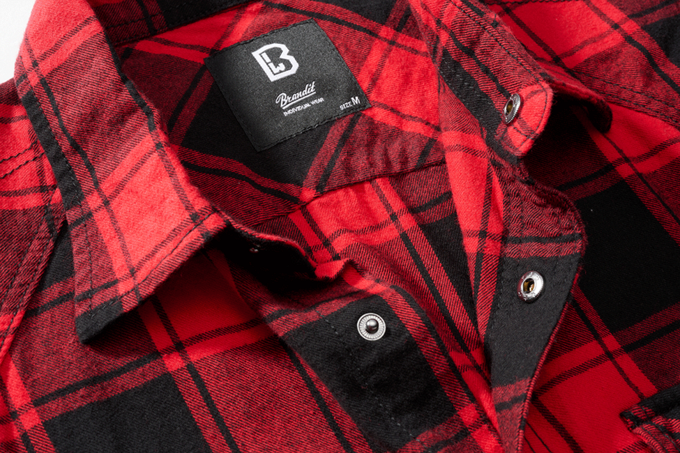 Brandit Check Sleeveless Shirt, Red Black