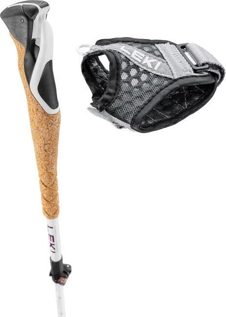 LEKI Cross Trail FX Superlite Compact ραβδοί trekking, λευκό-ροζ-μαύρο, 100 - 120 cm