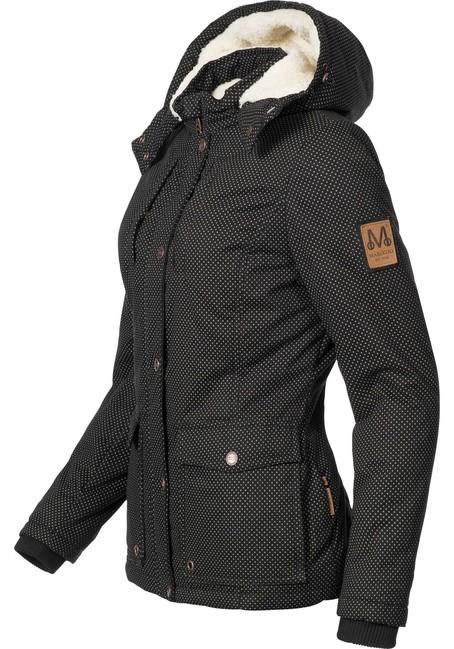 Marikoo KEIKOO women's winter hooded jacket, black dotted