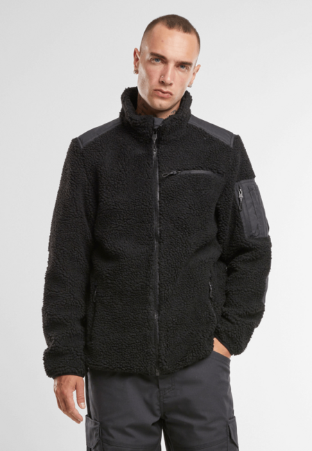 Brandit Pánska flísová bunda Ramble Teddyfleece, čierna