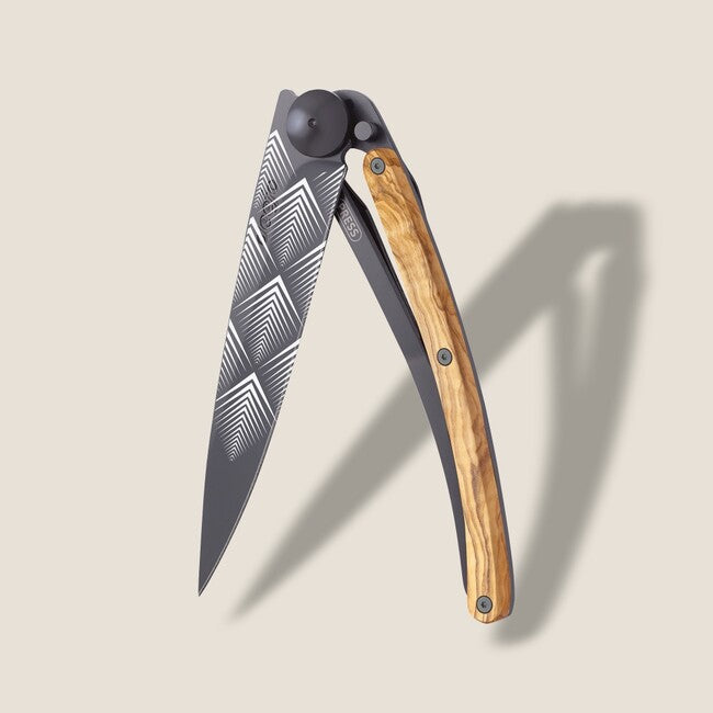 Deejo Giant Folding Knife, Black Art Deco