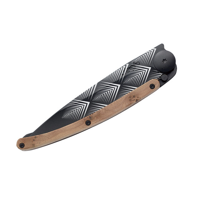 Deejo Tattoo Folding Knife Black Design Art Deco