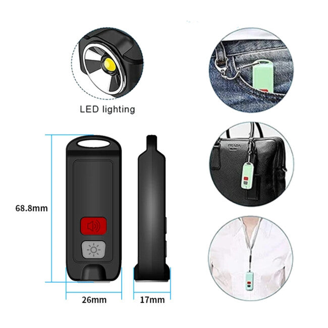 W&G SHIELD SOS Προσωπικός Συναγερμός με Φως LED και Κουμπί Ενεργοποίησης, μπλε
