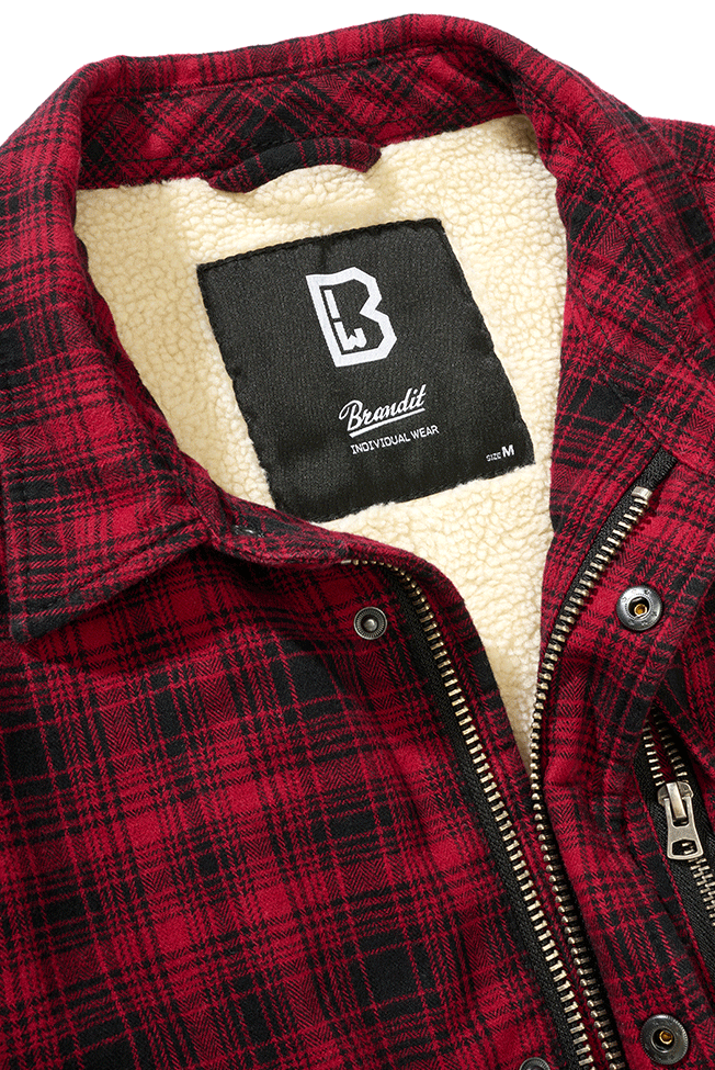 Brandit Classic Sherpa bunda, čierna-červená