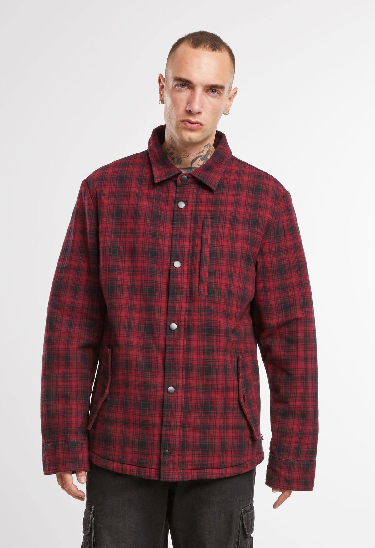 Brandit Classic Sherpa bunda, čierna-červená