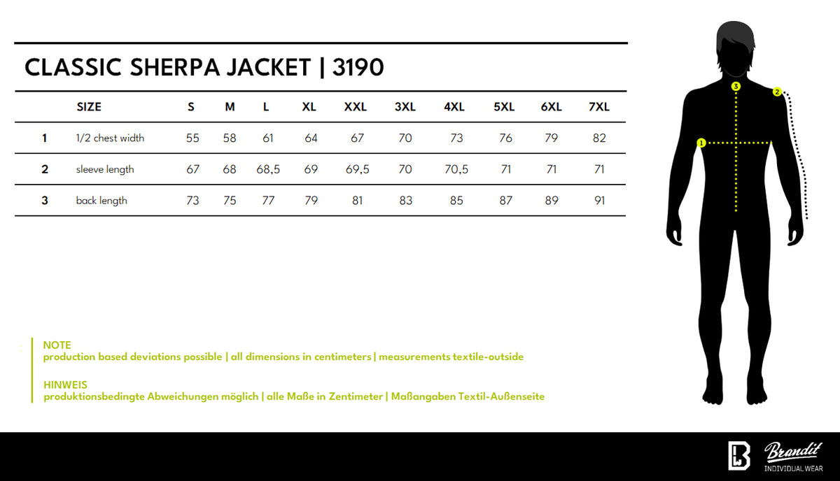Veľkostná tabuľka Classic Sherpa Jacket