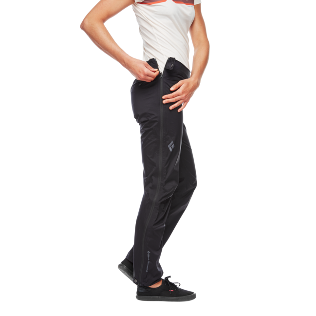Black Diamond Women's Stormline Stretch Full Zip Rain Pants, Black