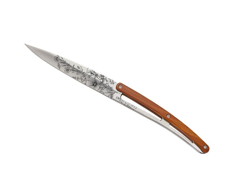 Deejo Tattoo Set of 6 Steak Knives Polished Finish Coralwood Blossom Design