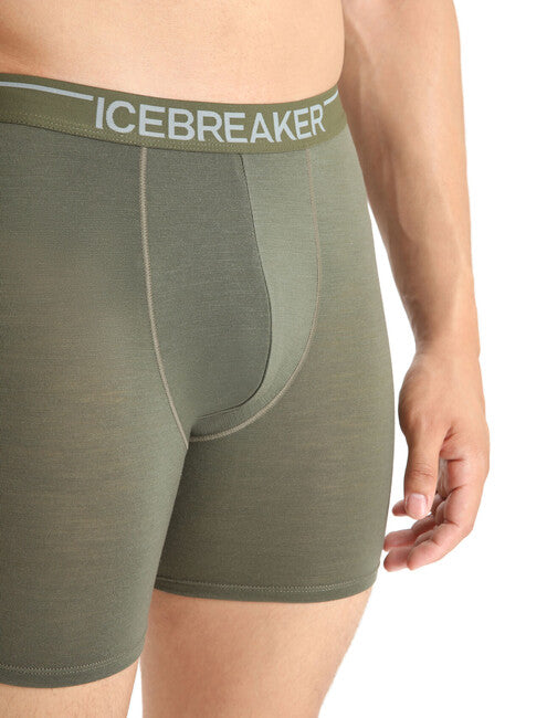 Icebreaker Anatomica Men's Long Boxer Briefs, Green
