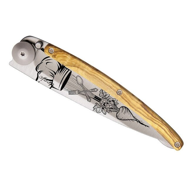 Deejo Tattoo Wood Chef Folding Knife