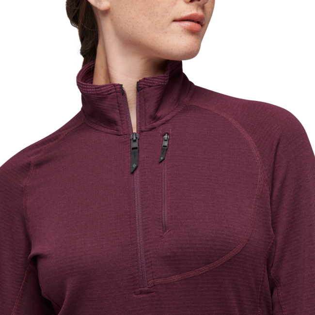 Black Diamond Women's Coefficient Lt Long Sleeve Zip Shirt, Blackberry