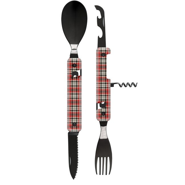 Akinod A02B00012 Multifunction Set 13h25, Black Mirror Finish, Red Tartan