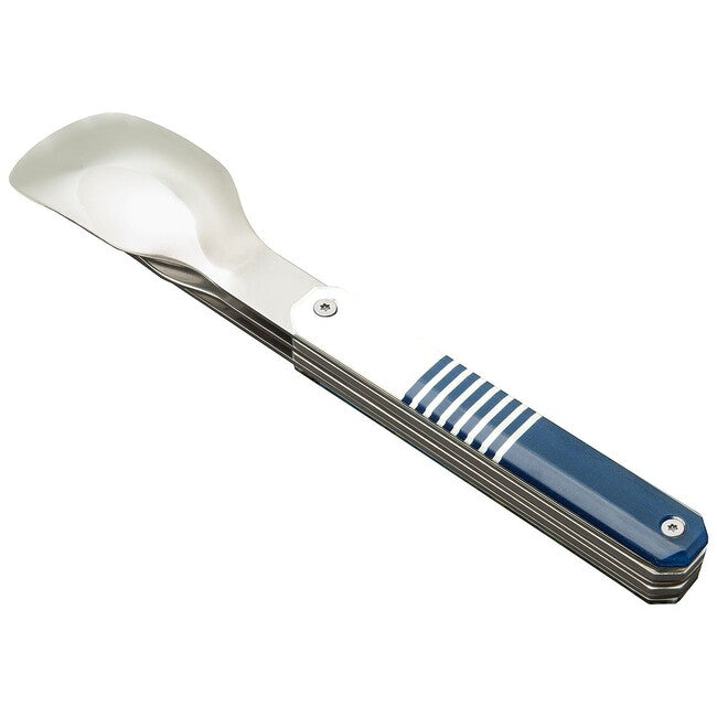 AKINOD Magnetic Travel Cutlery Set, Blue Mariniere-Mirror Finish