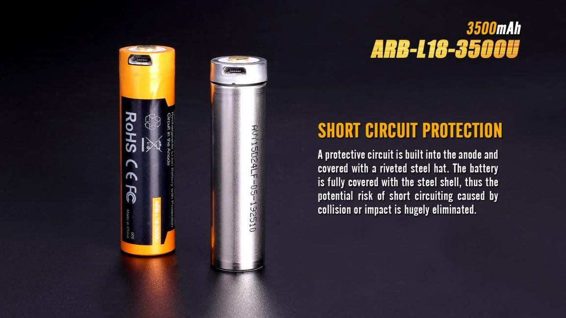 Fenix USB Rechargeable Battery 18650 3500 mAh, Li-ion