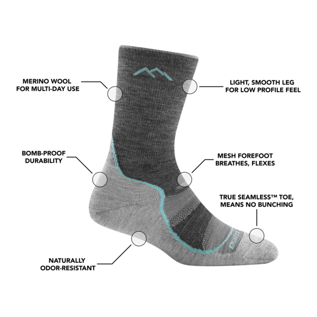 Darn Tough Ponožky Light Hiker Micro Crew ľahké s vankúšom, Slate