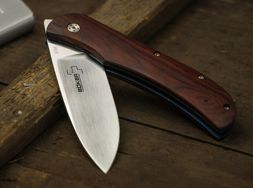 Böker Exskelibur I Folding Knife 8.9cm, Cocobolo Wood, Titanium