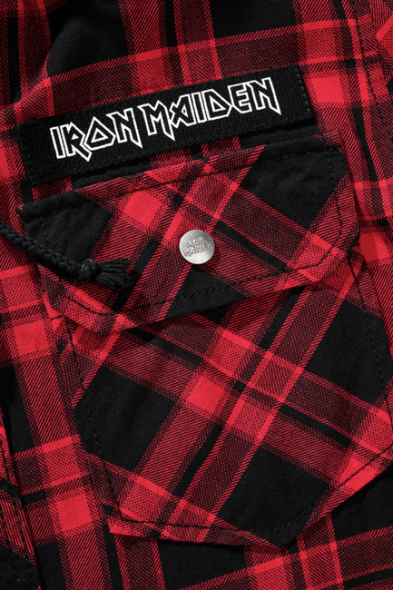 Brandit Iron Maiden Eddy Hoodie Shirt, Dark Red and Black