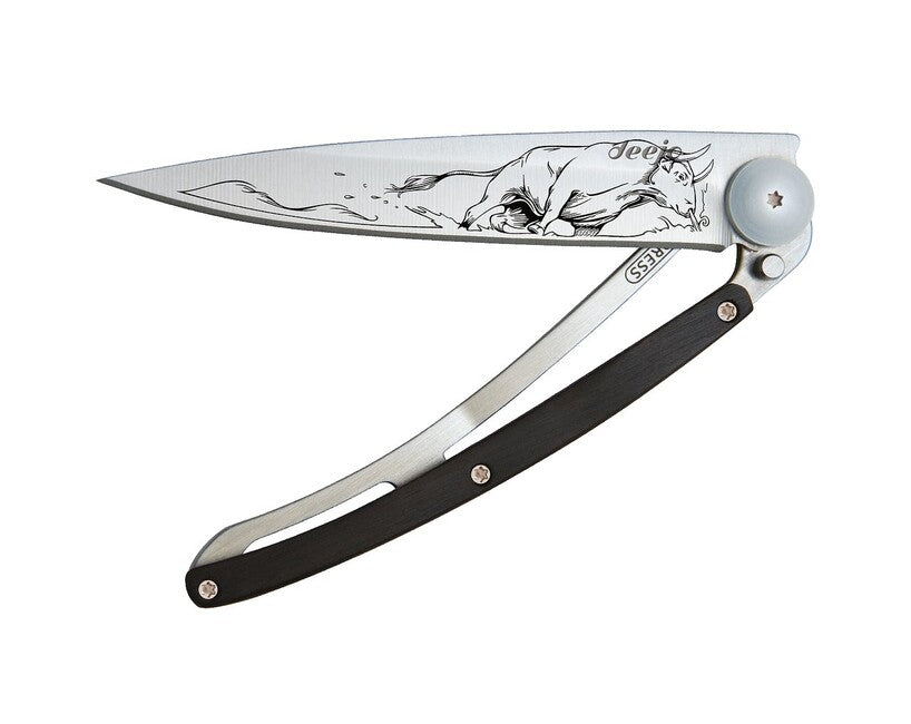 Deejo Tattoo Wood Bull Folding Knife