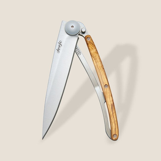 Deejo Folding Knife Wood Natural Olive Wood
