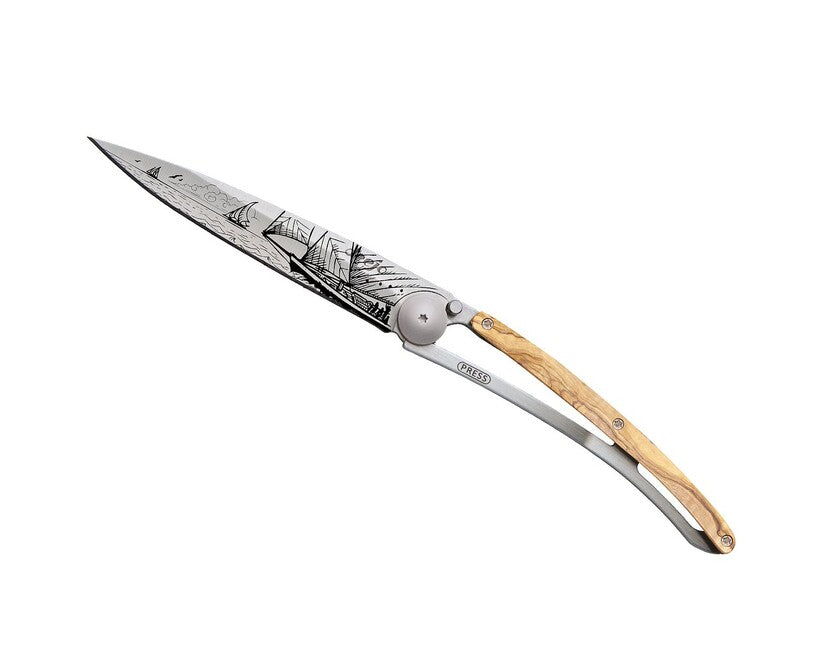 Deejo Tattoo Sailing Folding Knife, Wood