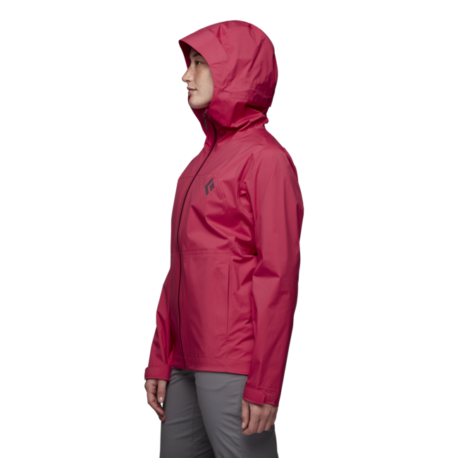 Black Diamond Women's Waterproof Jacket Stormline Stretch Rain Shell, Pomegranate