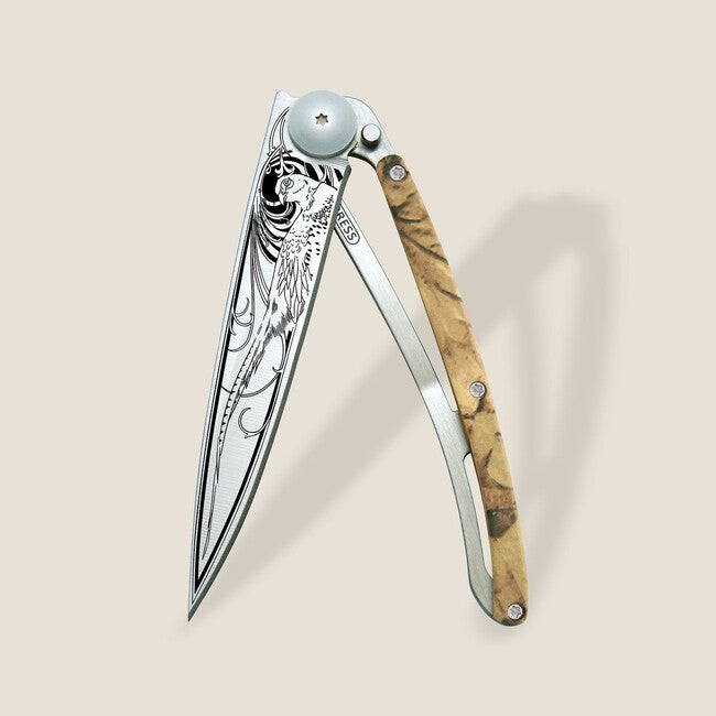 Deejo Tattoo Folding Knife, Camo Pheasant