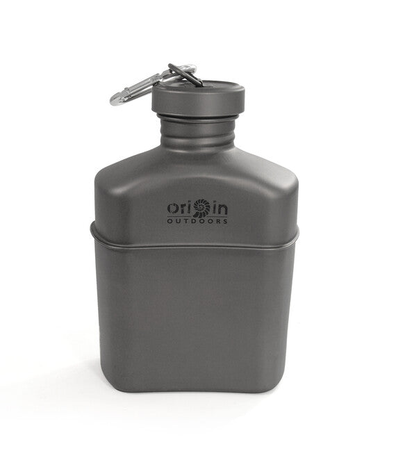 Origin Outdoors Canteen Origin Outdoors Titánová čutora s karabínou a taškou na prenášanie 1 l