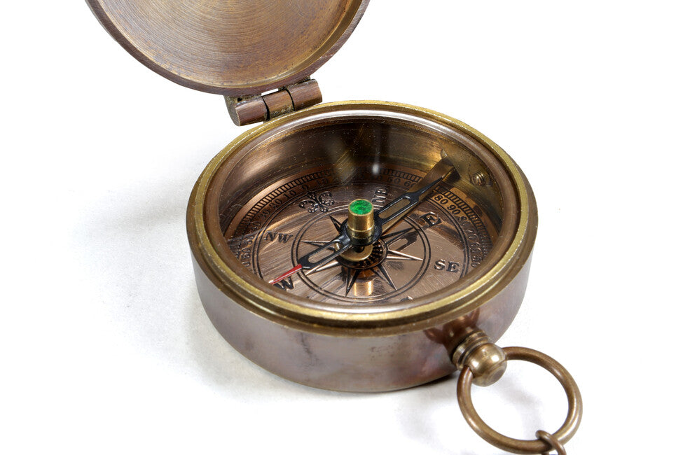 Origin Outdoors Pocket Compass Vintage Brass with Leather Case