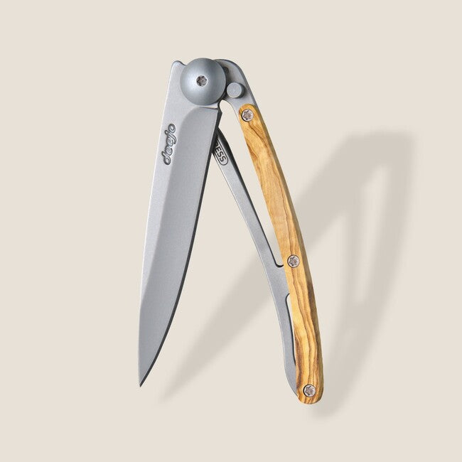 Deejo Folding Knife Wood Natural Olive Wood