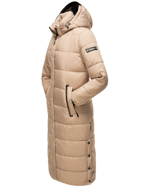 Navahoo Women's Long Winter Jacket with Hood Isalie, Taupe