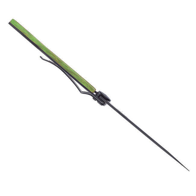 Deejo Folding Knife Black Green Beech