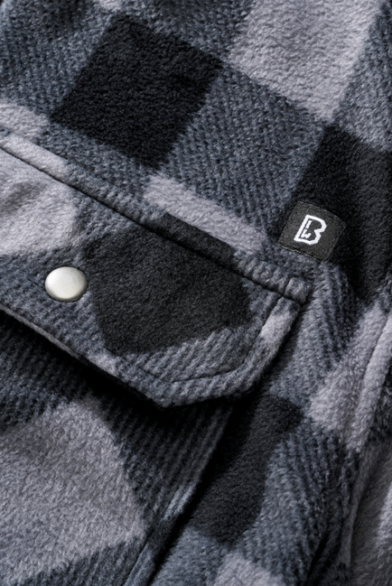 Brandit Jeff Fleece Shirt Long Sleeves, Black/Grey