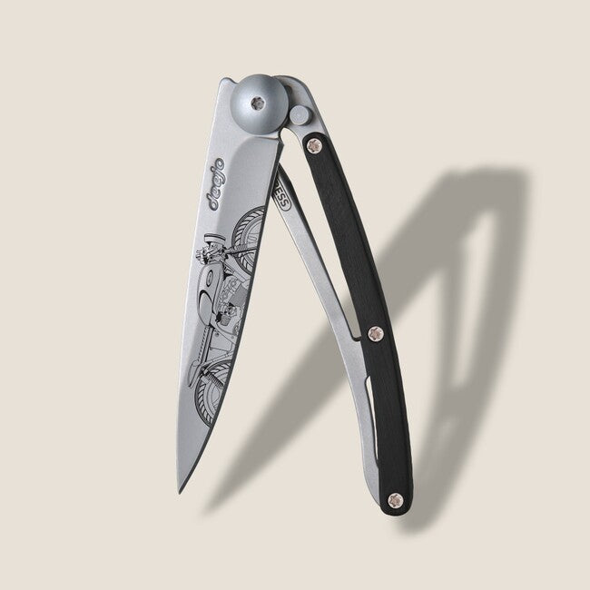 Deejo Tattoo Cafe Racer Folding Knife, Wood