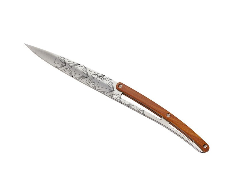 Deejo Tattoo 6-Piece Steak Knives Set, Polished Finish, Coralwood, Art Deco Design