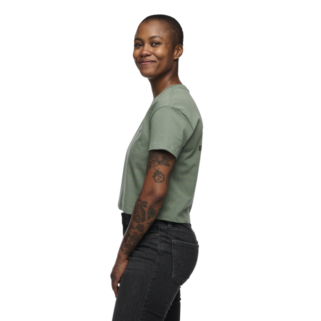 Black Diamond Women's Faded Crop T-Shirt, Laurel Green