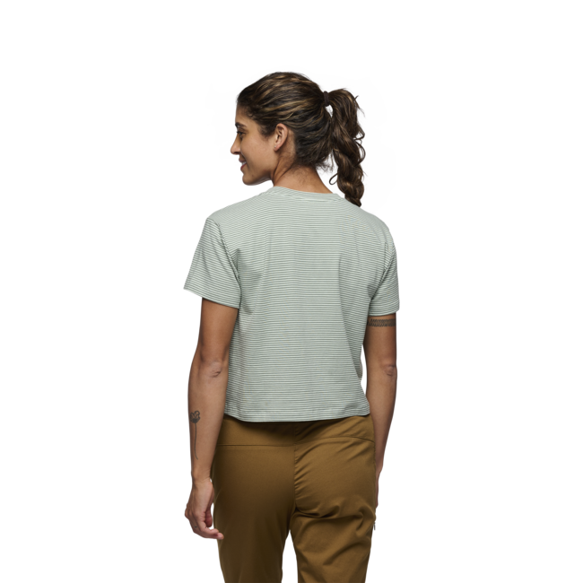 Black Diamond Women's T-Shirt BD Stripe, Foam Green-Laurel Green