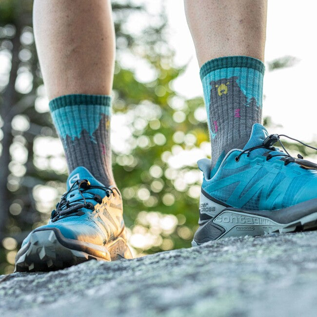 Darn Tough Bear Town Micro Crew Socks, Aqua, Lightweight with Cushioning