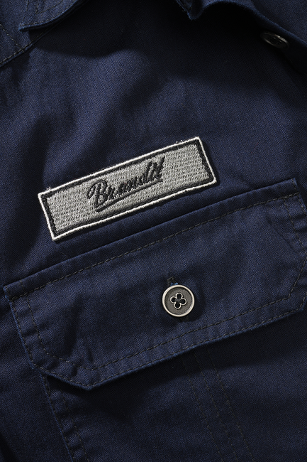 Brandit Luis Vintage Long Sleeve Shirt, Navy Blue