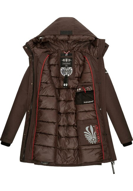 Navahoo Women's Winter Jacket with Hood Blizzardstorm, Dark Choco